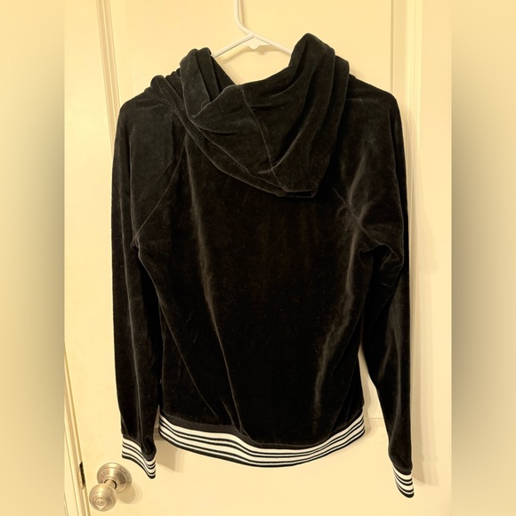 🎀💎Juicy Couture Black Velour Hoodie with Silver Sparkle and Rhinestone zipper - Picture 4 of 4